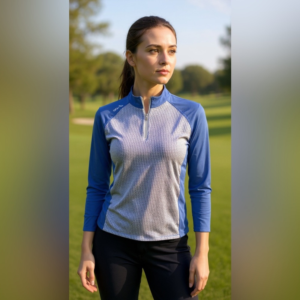 Ralph Lauren Blue and White Long Sleeve Top